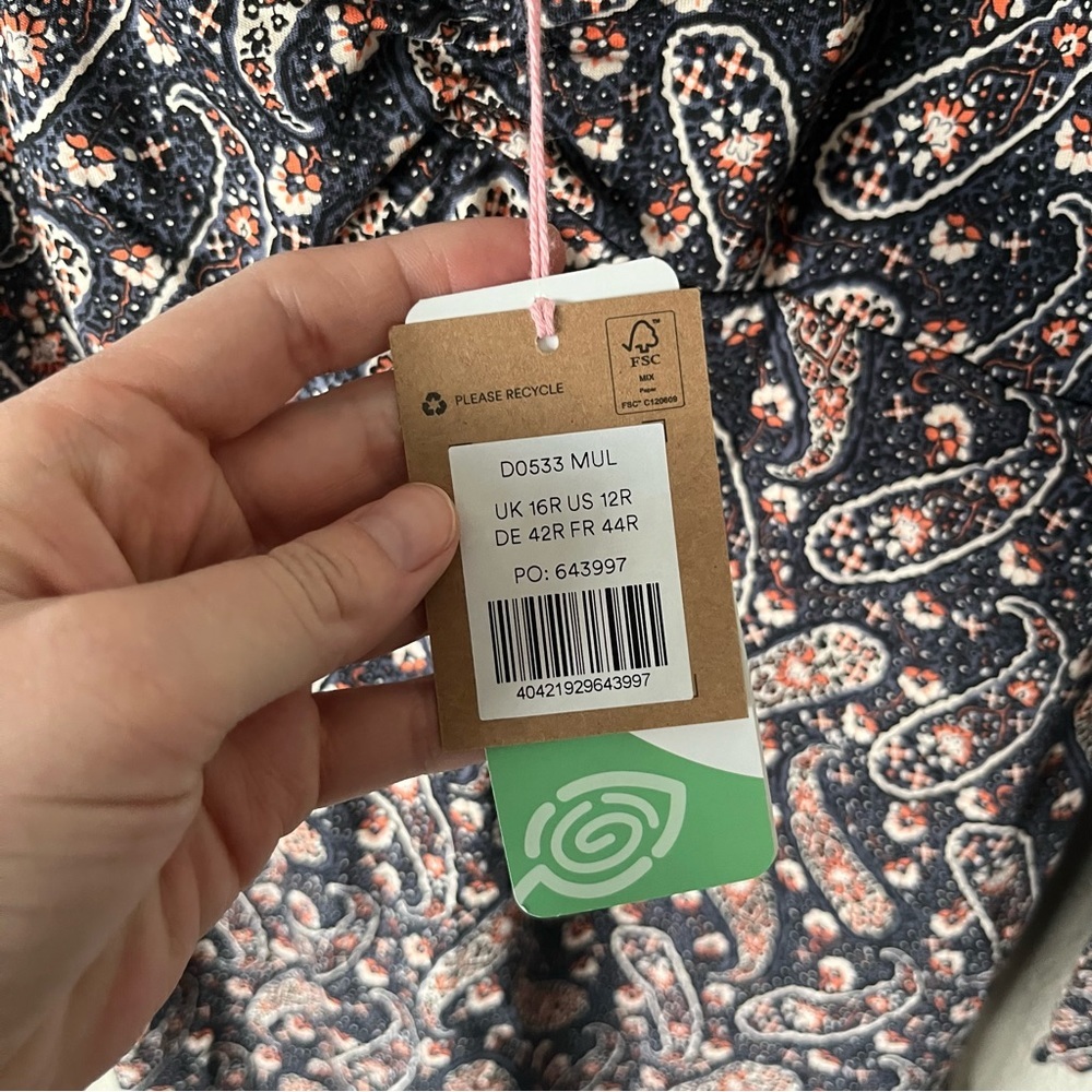 BODEN Sweetheart Neckline Paisley Mini Dress 12R NWT - Picture 8 of 10